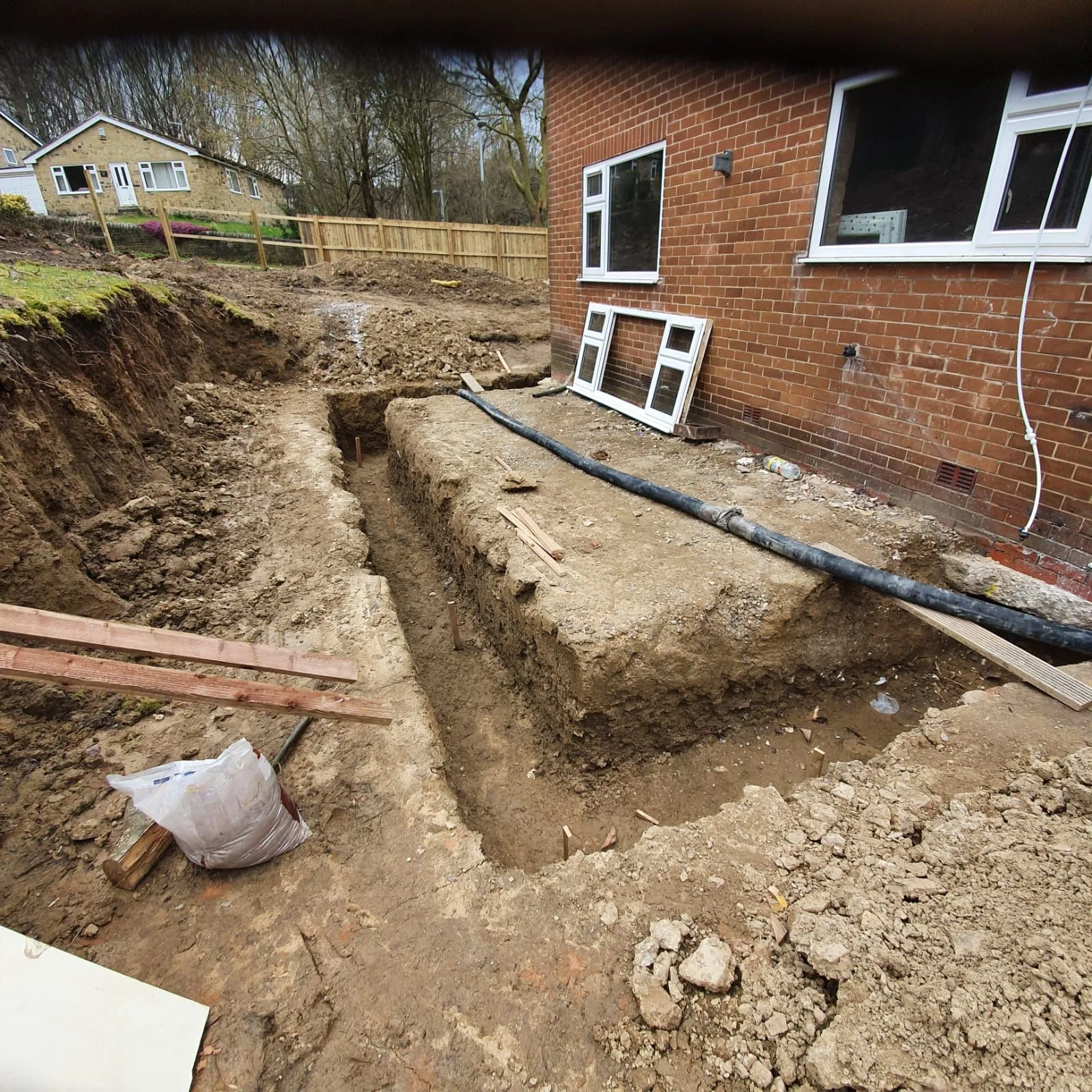 Footings being dug for a rear extension, Huddersfield